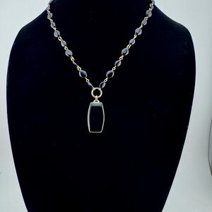 Vintage Liz Claiborne Black Enamel and Gold Tone Necklace